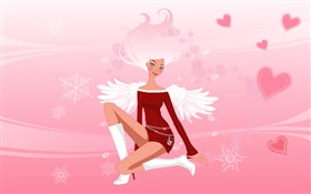 Vector illustration, fashion girl, wings, angel HD wallpaper
