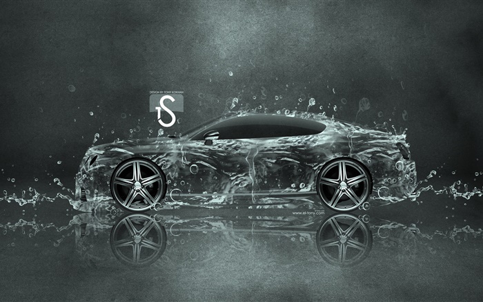 Water splash car, side view, creative design Wallpapers Pictures Photos Images