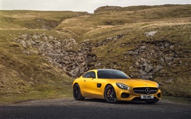 2015 Mercedes-Benz AMG GT C190 yellow supercar HD wallpaper