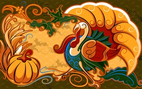 Abstract painting, chicken and pumpkin HD wallpaper