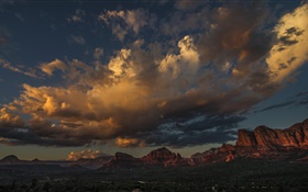 America, Utah, trees, mountains, clouds, dusk, canyon HD wallpaper
