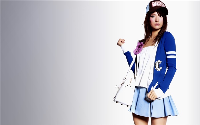 Blue dress girl, short skirt, hat Wallpapers Pictures Photos Images