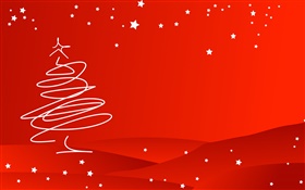 Christmas theme, simple style, tree, red background HD wallpaper