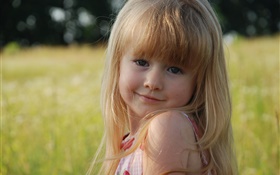 Cute little blonde girl, looking, eyes HD wallpaper