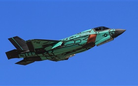 F-35A Lightning II fighter flight in sky