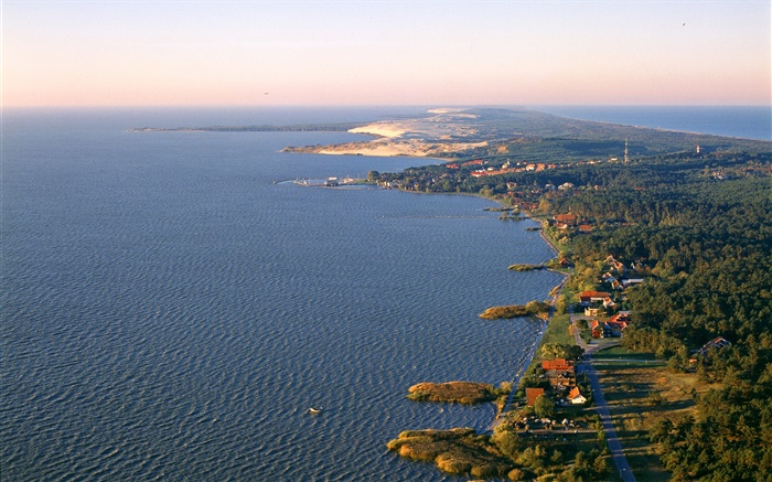 Lithuania, Nida, sea, coast, house, road Wallpapers Pictures Photos Images