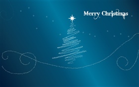 Merry Christmas, creative design, tree, star, blue background HD wallpaper