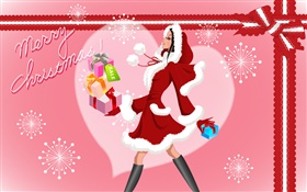 Merry Christmas, vector fashion girl, gifts HD wallpaper