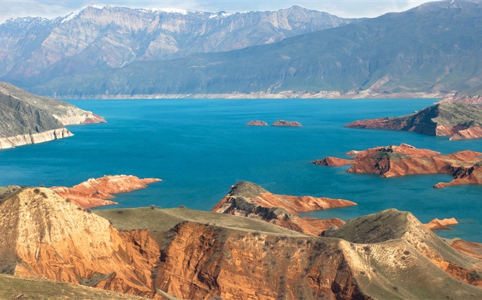 Russia, Baikal, lake, coast, rocks, mountains Wallpapers Pictures Photos Images