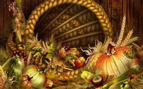 Thanksgiving theme, vegetables and fruits HD wallpaper