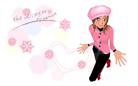 Winter season, vector girl HD wallpaper