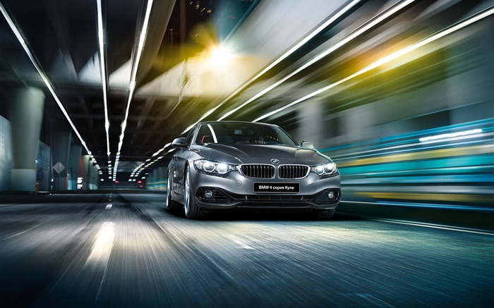 2015 BMW 4 series F32 silver car, high speed, light Wallpapers Pictures Photos Images
