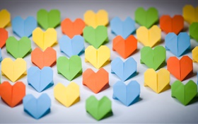 Colorful origami, love hearts, paper