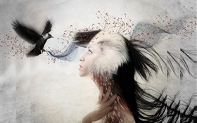 Creative design, girl with bird