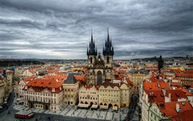 Czech Republic, Prague, city, Old Town Square, Tyn Church, houses HD wallpaper