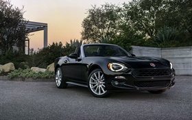Fiat 124 Spider black roadster HD wallpaper
