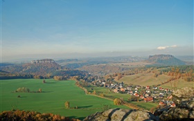 Germany, valley, town, trees, houses, mountains HD wallpaper