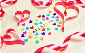 Happy Valentine's Day, love hearts, romantic, ribbon HD wallpaper