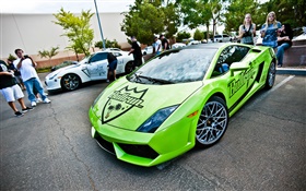 Lamborghini Gallardo green supercar front view HD wallpaper