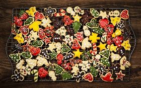New Year, Merry Christmas, colorful cookies