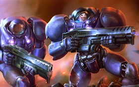 Starcraft, PC game, troops, armor, weapons HD wallpaper