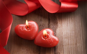 Valentine's Day, love hearts, romantic, candle HD wallpaper