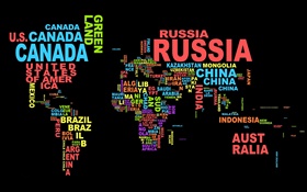 World Map, countries, text, creative design HD wallpaper