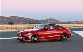 2015 Mercedes-Benz AMG C205 red car HD wallpaper