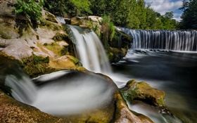 Affenschlucht, Winterthur, Zurich, Switzerland, river, trees, waterfalls HD wallpaper