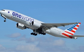 American Airlines, Boeing 777 airplane flight HD wallpaper