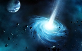 Cosmos, galaxy, blue, space, stars, planets