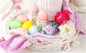 Easter eggs, flowers, spring, decoration HD wallpaper