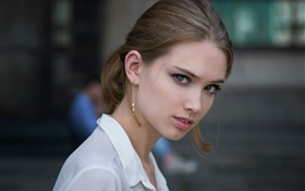 Girl look back, bokeh HD wallpaper