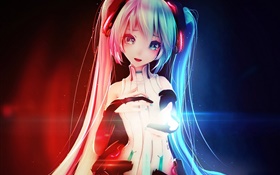 Hatsune Miku, music girl, smile, anime