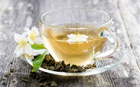 Jasmine tea, drink, cup, desk HD wallpaper