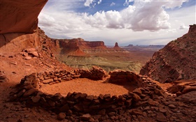 Mountains, sky, clouds, rocks, canyon HD wallpaper