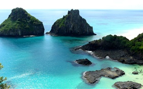 Sea, rocks, islands, sky HD wallpaper
