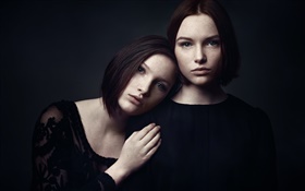 Two girls, portrait, freckles
