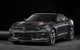 Chevrolet Camaro gray car front view