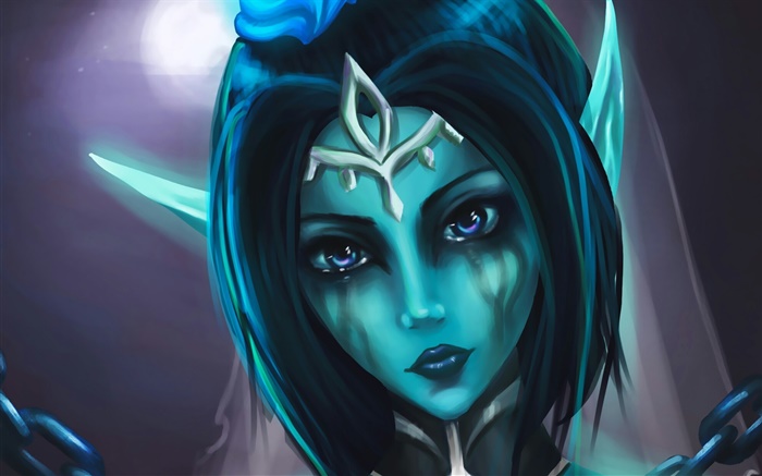 Fantasy girl, blue skins, tears Wallpapers Pictures Photos Images