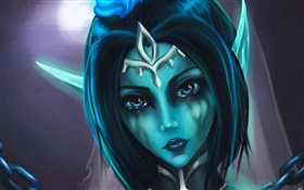 Fantasy girl, blue skins, tears