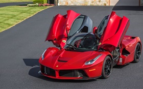 Ferrari LaFerrari red supercar, doors opened HD wallpaper