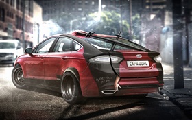 Ford red car rear view HD wallpaper