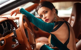 Girl driving Bentley car HD wallpaper