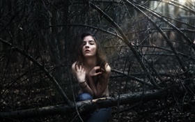 Girl lost in the forest HD wallpaper