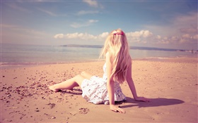 Girl rest at beach, sunshine, summer HD wallpaper