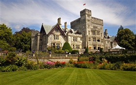 Hatley Castle, Canada, house, park, flowers, lawn HD wallpaper