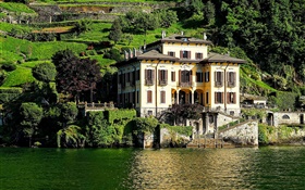 Italy, Como lake, house, villa, hillside HD wallpaper