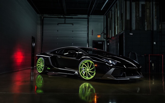 Lamborghini Aventador LP700-4 black supercar, night Wallpapers Pictures Photos Images