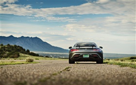 Mercedes-Benz AMG car rear view, rear lights, road, mountains HD wallpaper